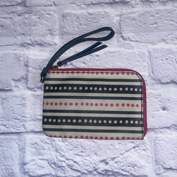 Fossil Eliza Wristlet Wallet Pink Dots - Picture 2 of 4